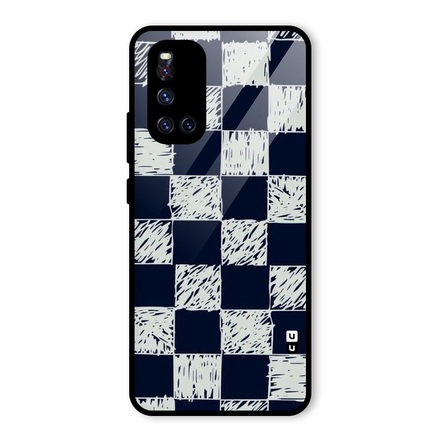 Sketchy Check Design Glass Back Case for Vivo V19