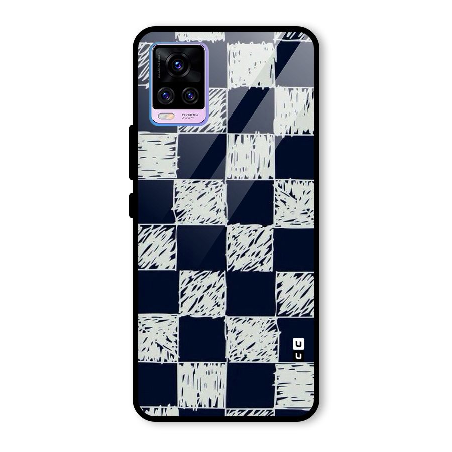 Sketchy Check Design Glass Back Case for Vivo V20 Pro