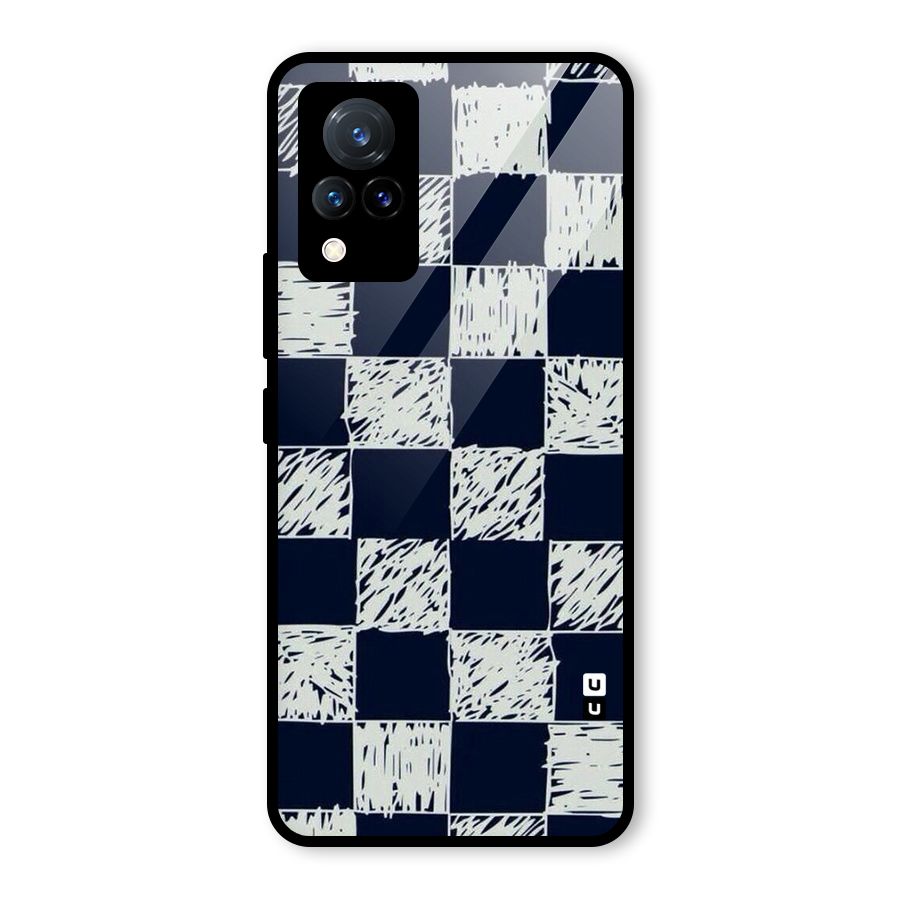 Sketchy Check Design Glass Back Case for Vivo V21 5G
