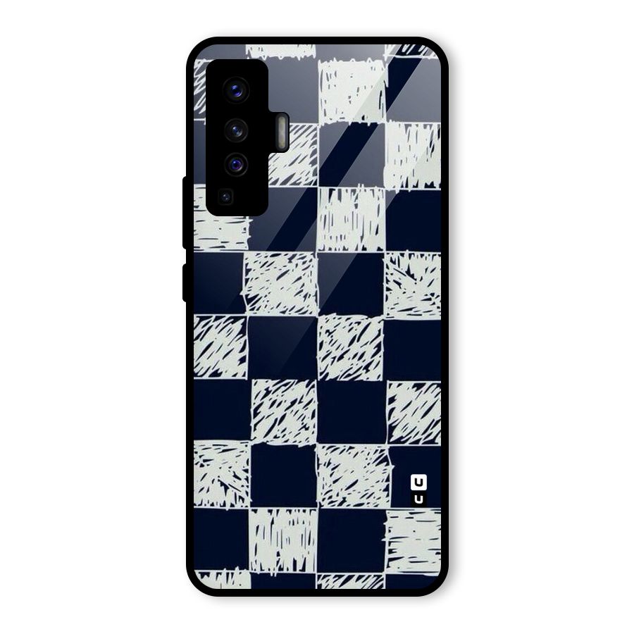 Sketchy Check Design Glass Back Case for Vivo X50