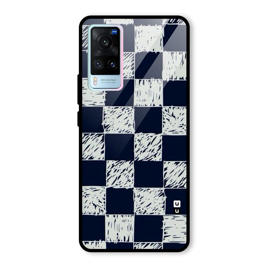 Sketchy Check Design Glass Back Case for Vivo X60