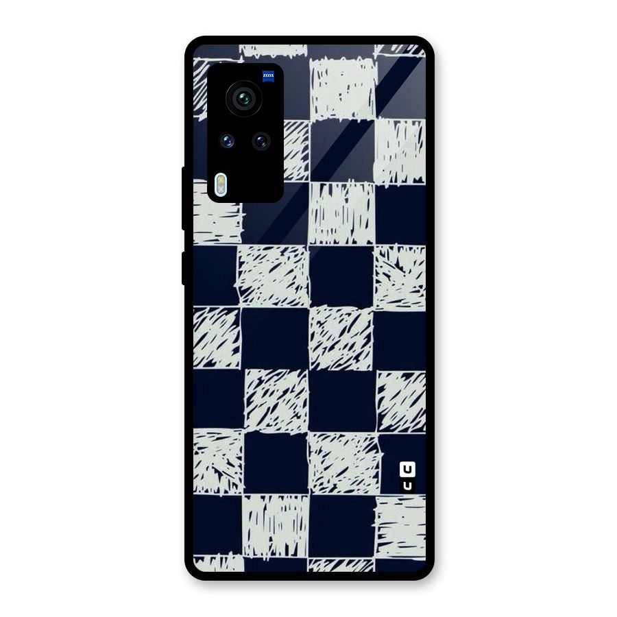 Sketchy Check Design Glass Back Case for Vivo X60 Pro