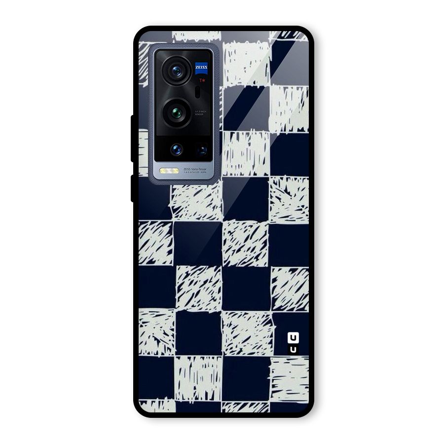 Sketchy Check Design Glass Back Case for Vivo X60 Pro Plus