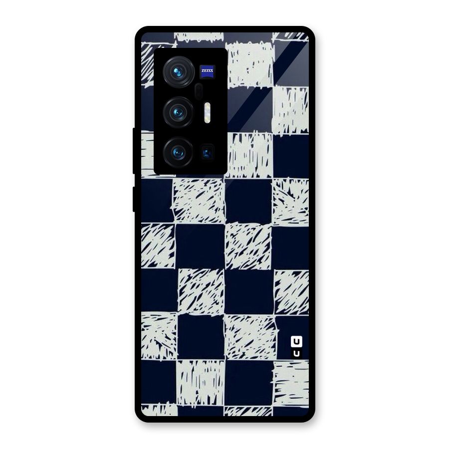 Sketchy Check Design Glass Back Case for Vivo X70 Pro Plus
