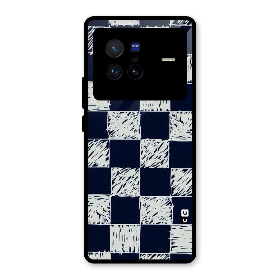 Sketchy Check Design Glass Back Case for Vivo X80