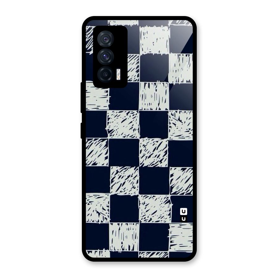 Sketchy Check Design Glass Back Case for Vivo iQOO 7 5G