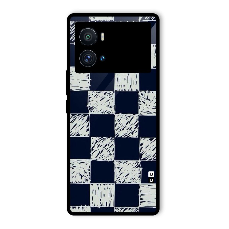 Sketchy Check Design Glass Back Case for Vivo iQOO 9 Pro