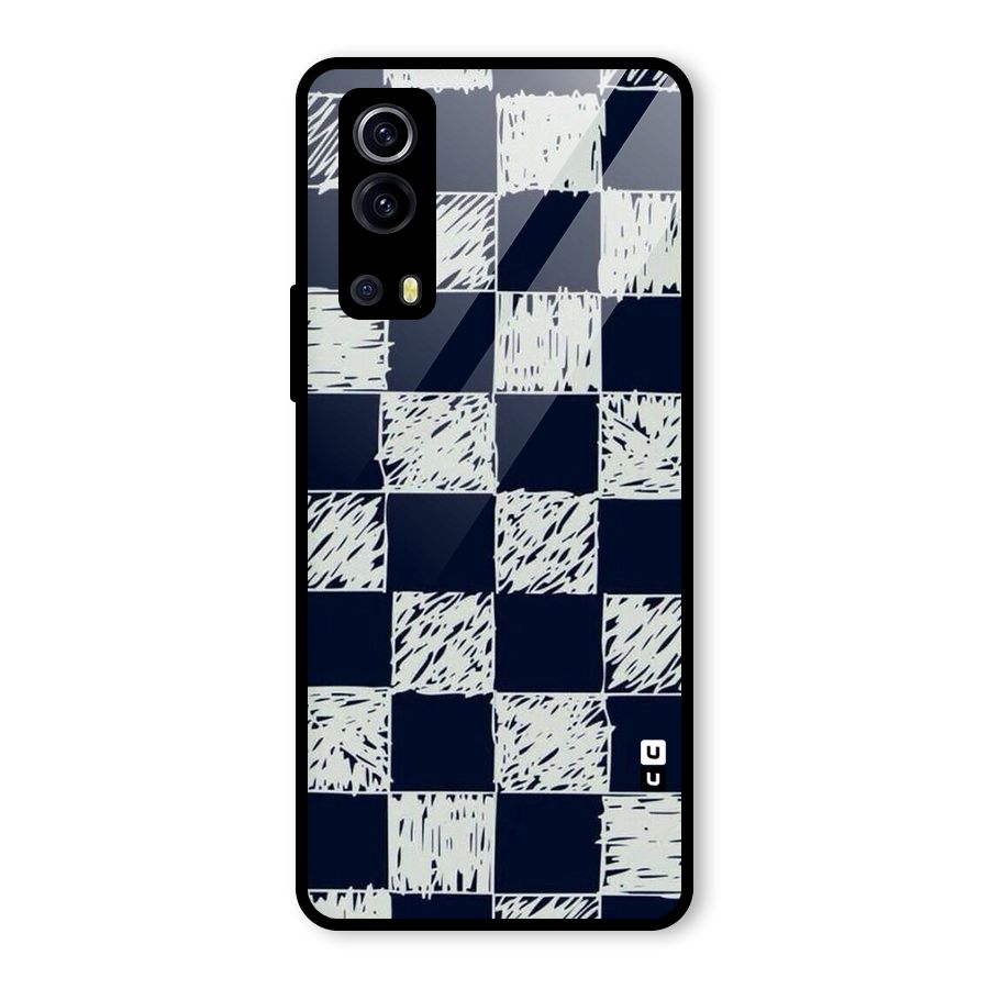 Sketchy Check Design Glass Back Case for Vivo iQOO Z3