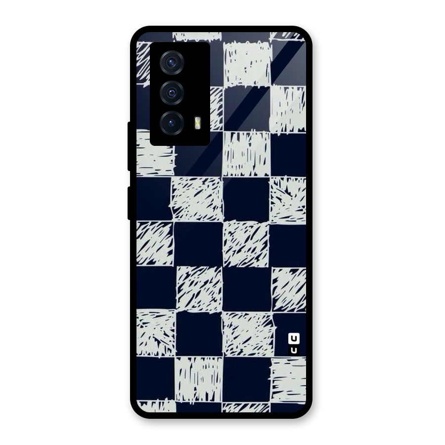 Sketchy Check Design Glass Back Case for Vivo iQOO Z5
