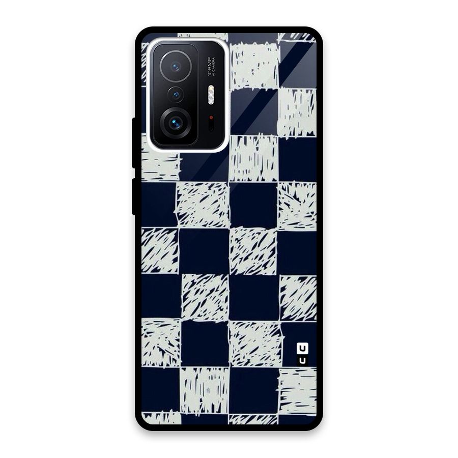 Sketchy Check Design Glass Back Case for Xiaomi 11T Pro