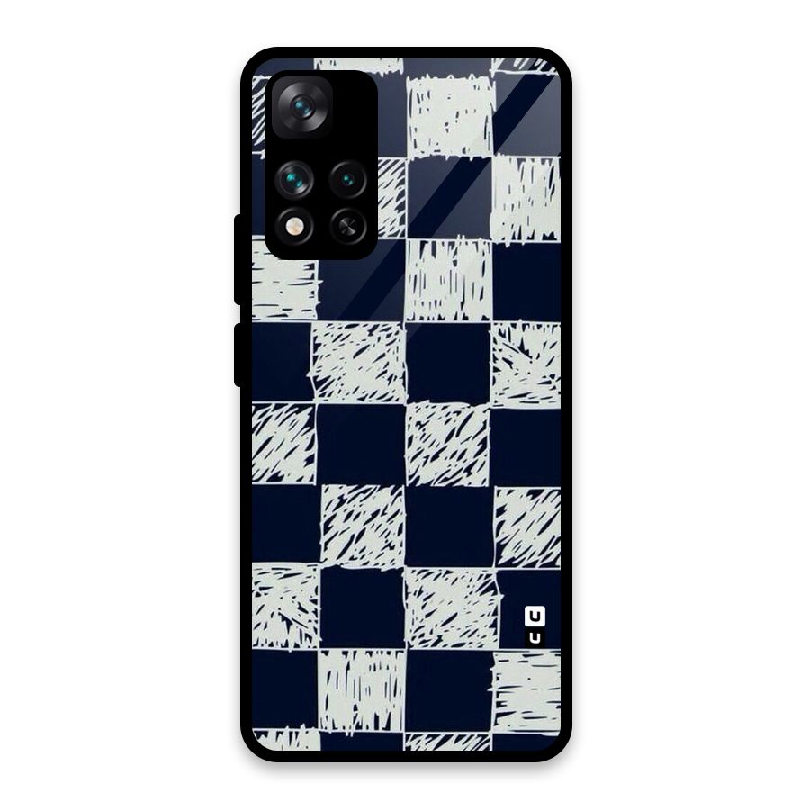 Sketchy Check Design Glass Back Case for Xiaomi 11i HyperCharge 5G