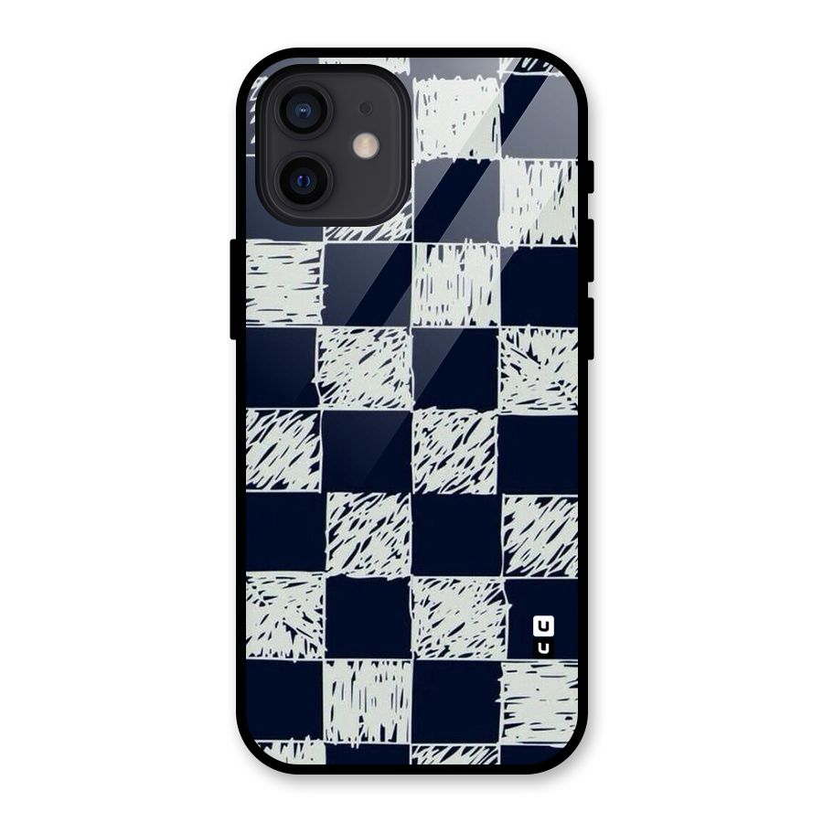 Sketchy Check Design Glass Back Case for iPhone 12