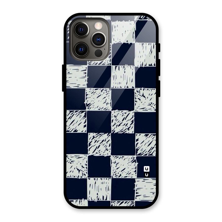 Sketchy Check Design Glass Back Case for iPhone 12 Pro