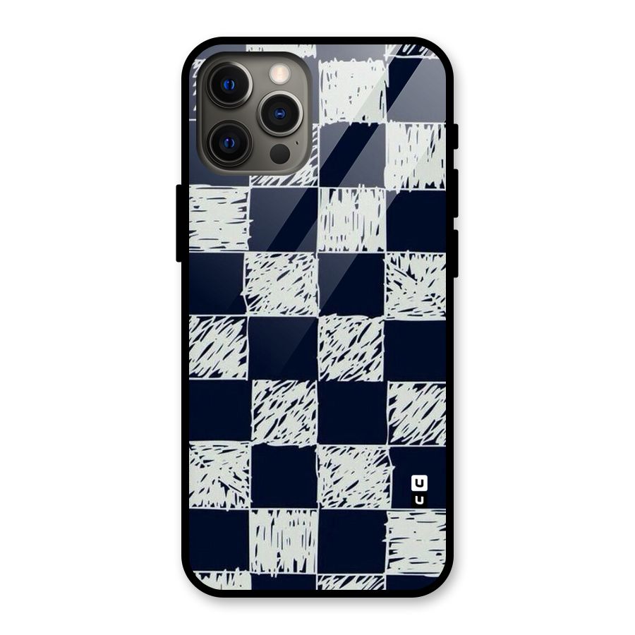 Sketchy Check Design Glass Back Case for iPhone 12 Pro Max