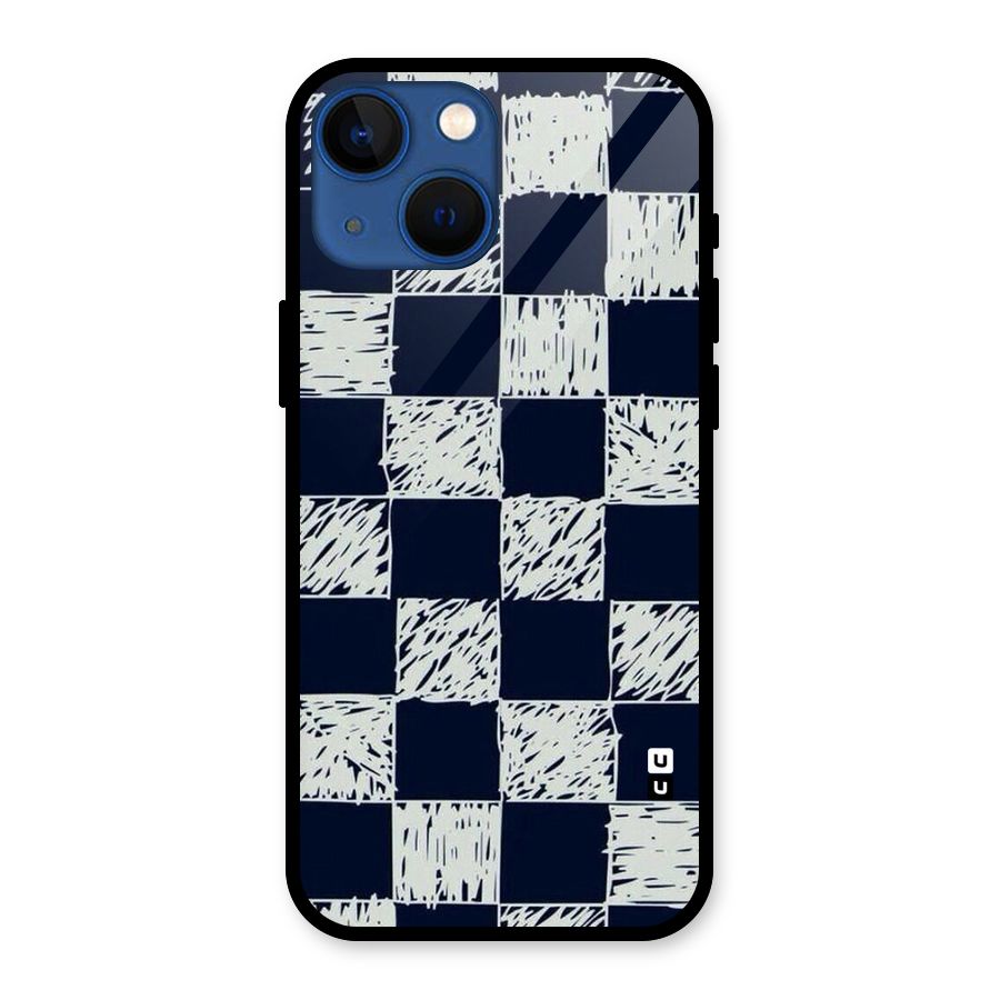 Sketchy Check Design Glass Back Case for iPhone 13 Mini
