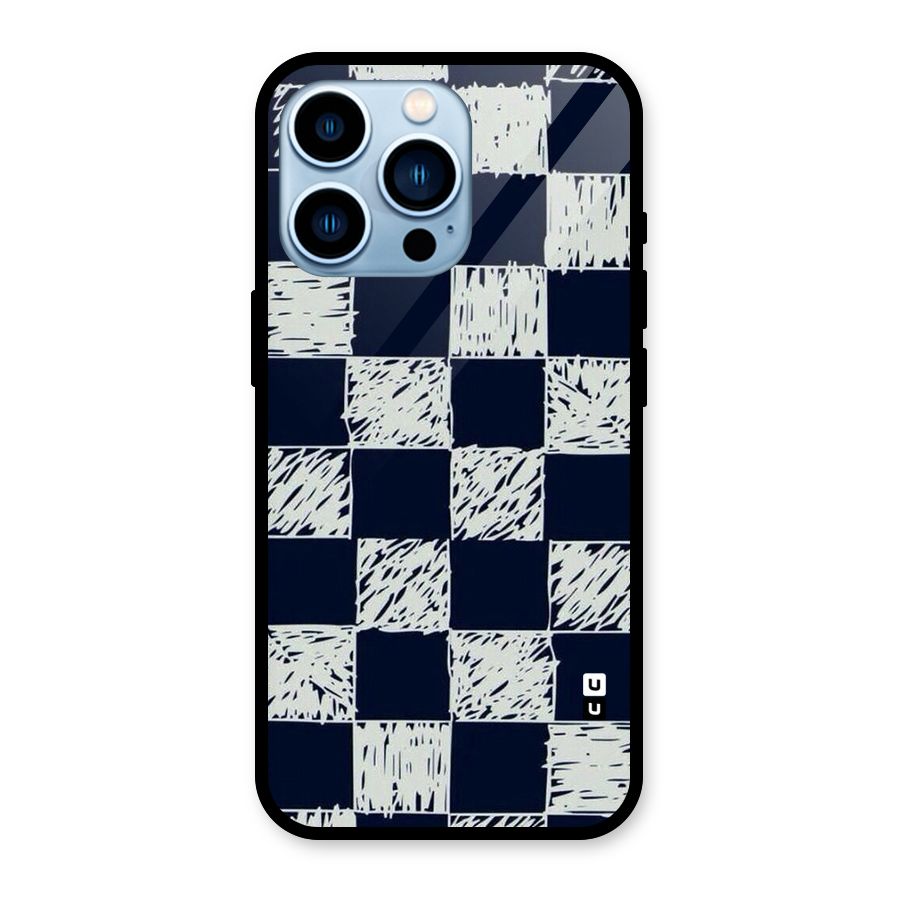 Sketchy Check Design Glass Back Case for iPhone 13 Pro