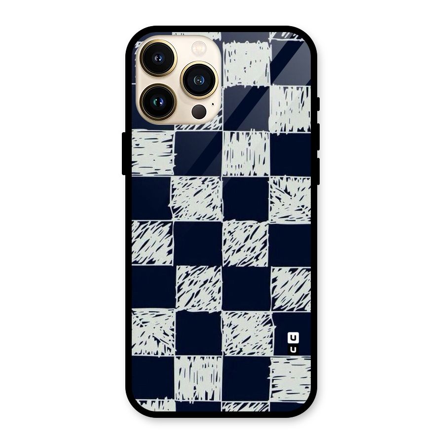 Sketchy Check Design Glass Back Case for iPhone 13 Pro Max