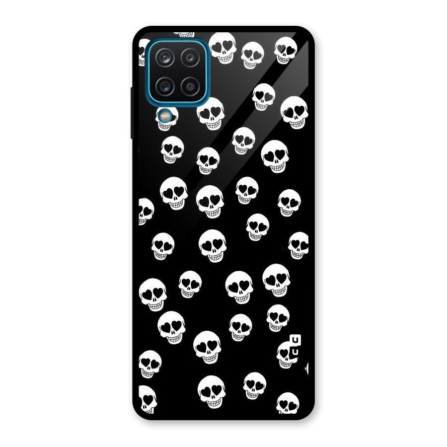 Skull Heart Glass Back Case for Galaxy A12