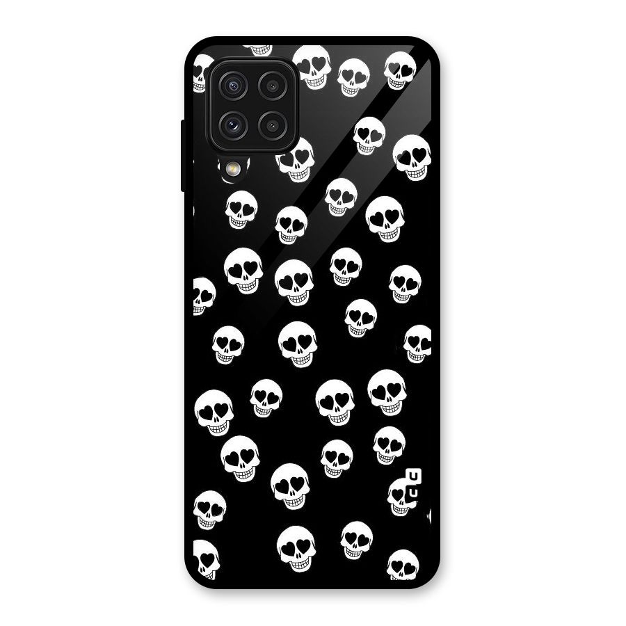Skull Heart Glass Back Case for Galaxy A22 4G