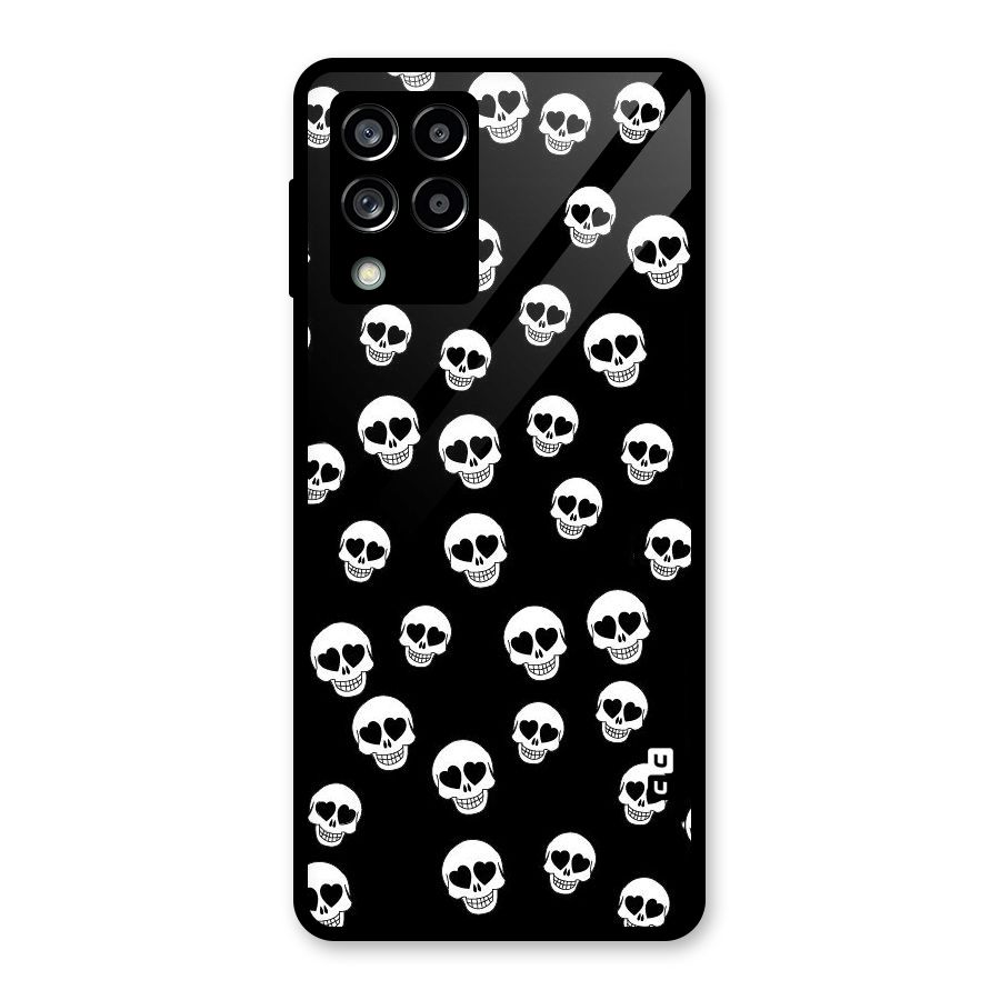 Skull Heart Glass Back Case for Galaxy M53 5G