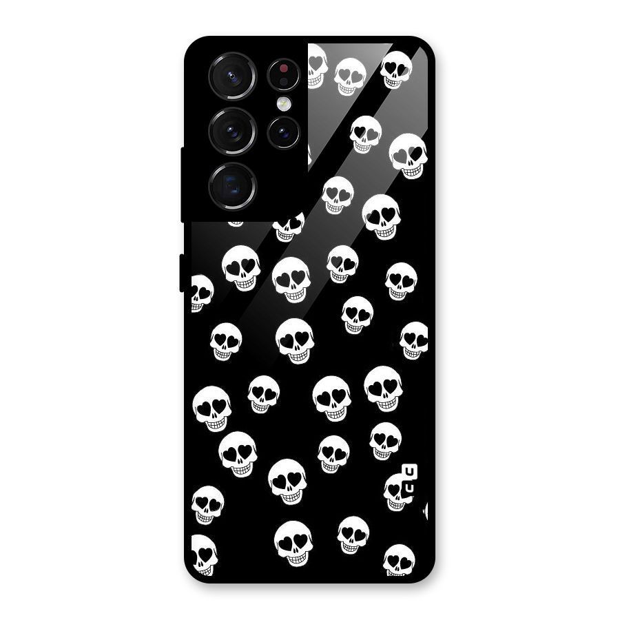 Skull Heart Glass Back Case for Galaxy S21 Ultra 5G