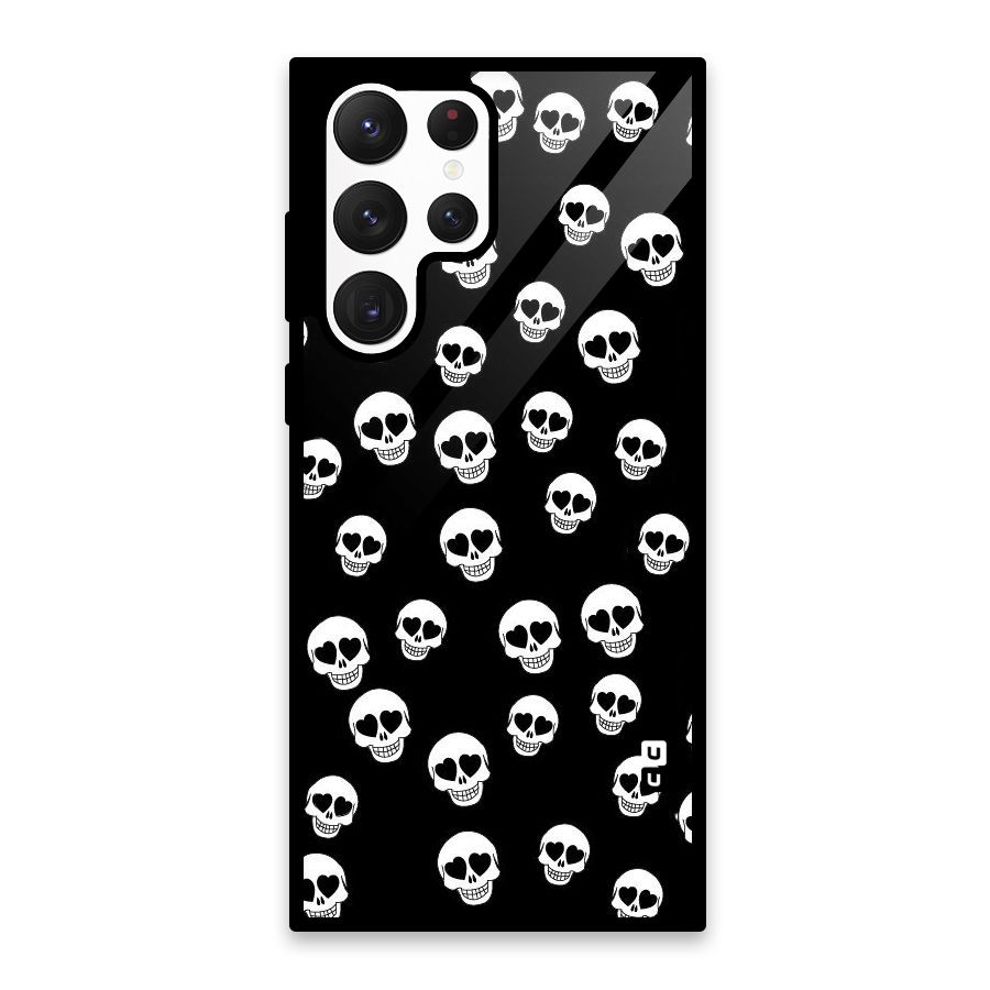 Skull Heart Glass Back Case for Galaxy S22 Ultra 5G