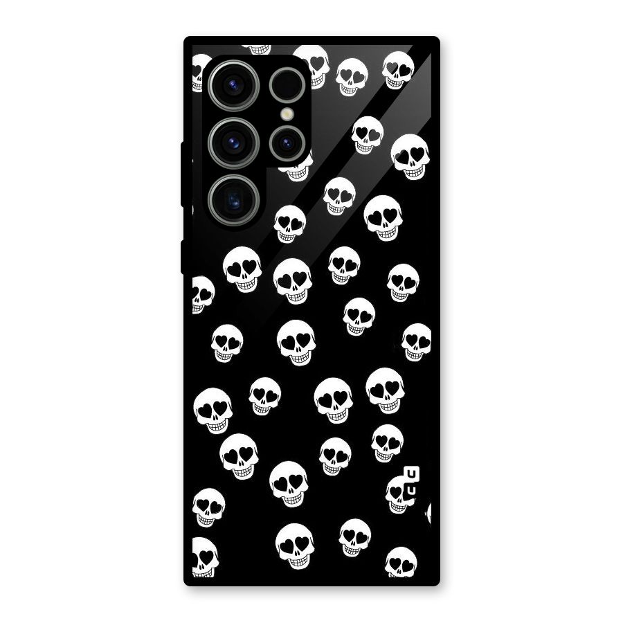 Skull Heart Glass Back Case for Galaxy S23 Ultra