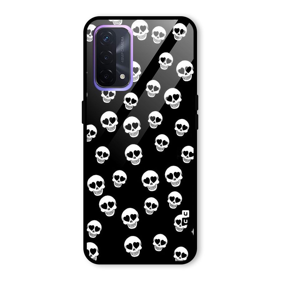 Skull Heart Glass Back Case for Oppo A74 5G