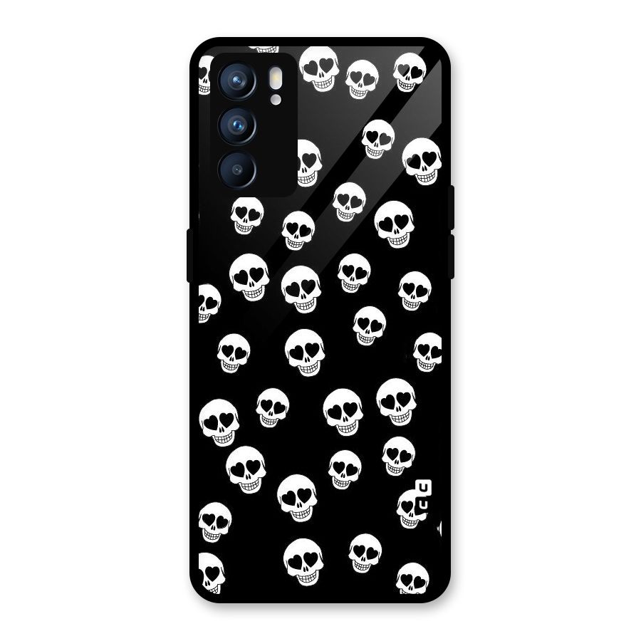 Skull Heart Glass Back Case for Oppo Reno6 5G