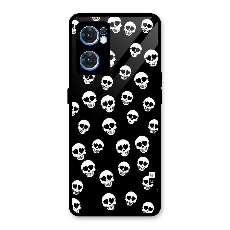 Skull Heart Glass Back Case for Oppo Reno7 5G