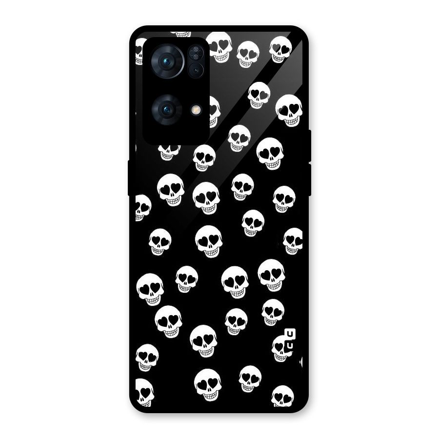 Skull Heart Glass Back Case for Oppo Reno7 Pro 5G