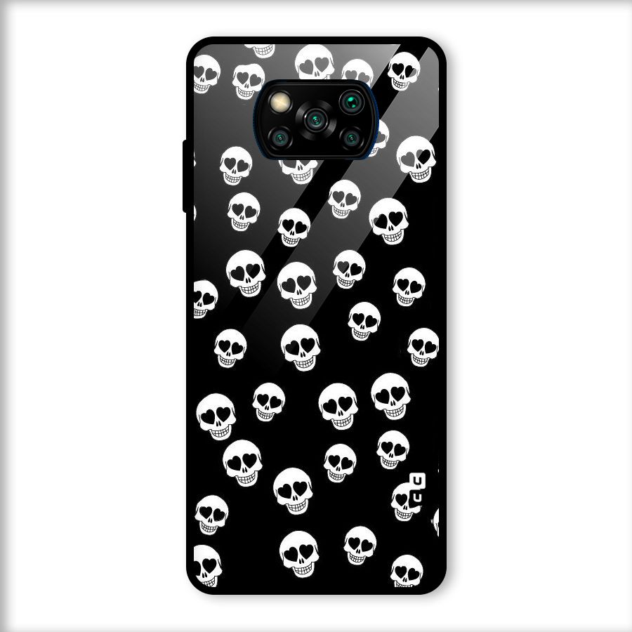 Skull Heart Glass Back Case for Poco X3