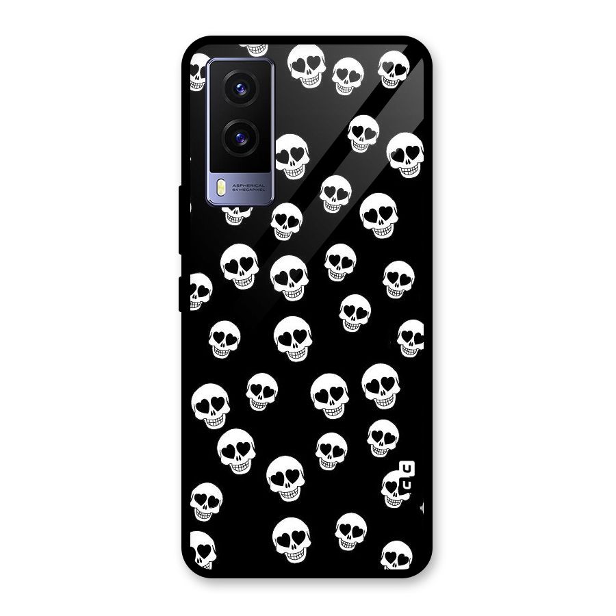 Skull Heart Glass Back Case for Vivo V21e 5G