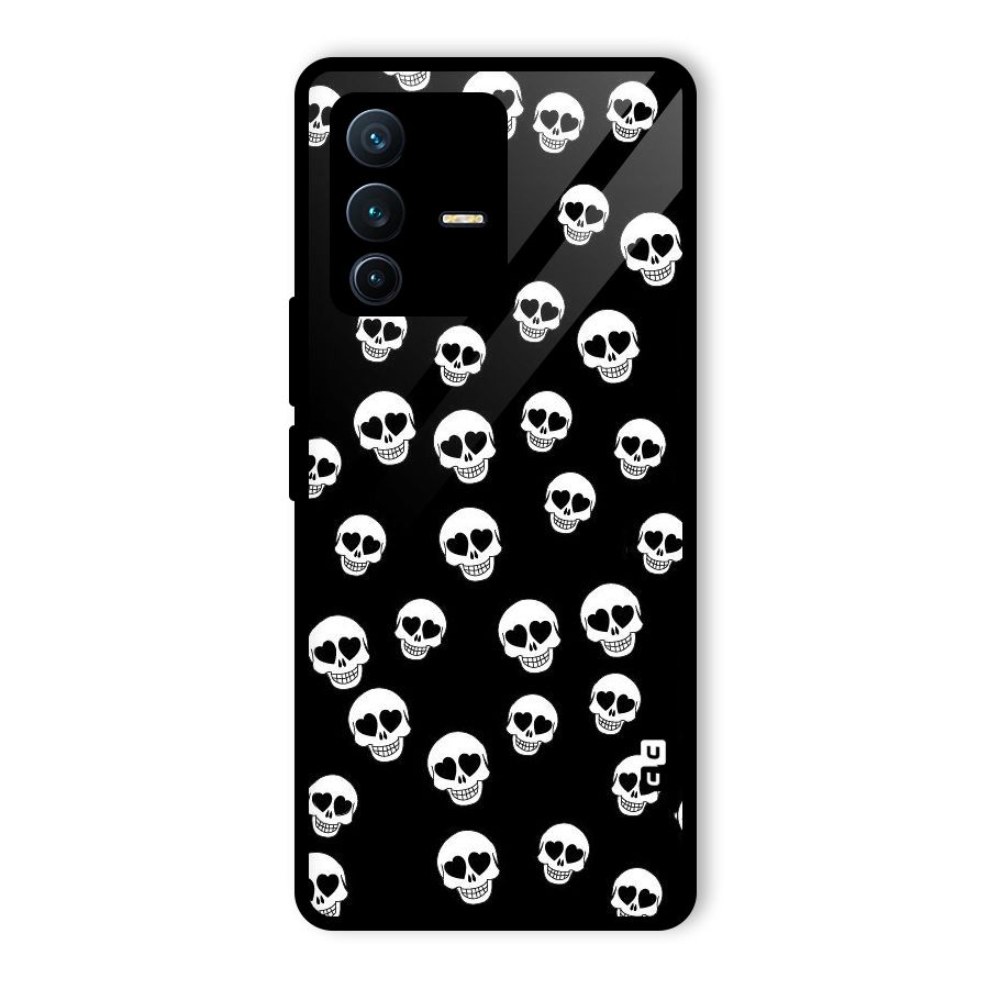 Skull Heart Glass Back Case for Vivo V23 Pro