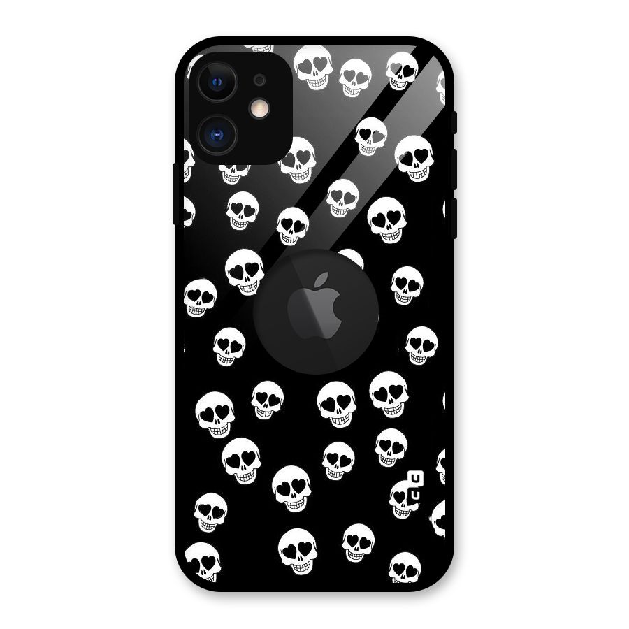 Skull Heart Glass Back Case for iPhone 11 Logo Cut