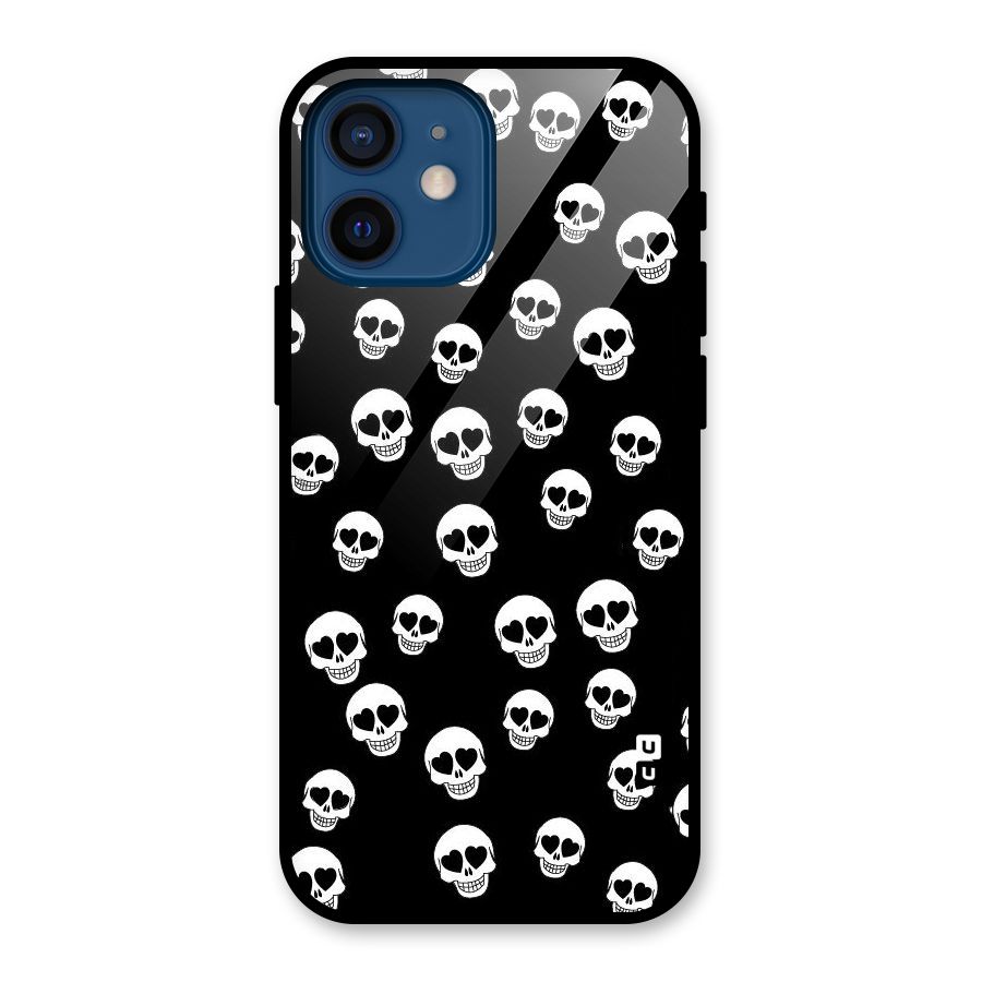 Skull Heart Glass Back Case for iPhone 12 Mini
