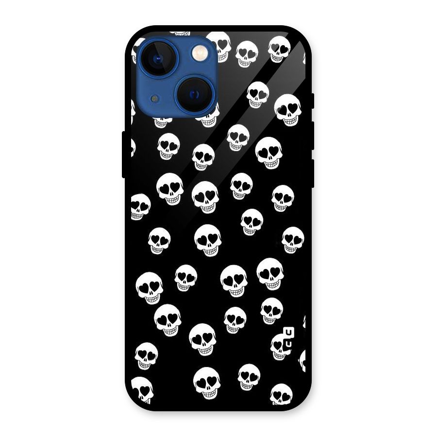 Skull Heart Glass Back Case for iPhone 13 Mini