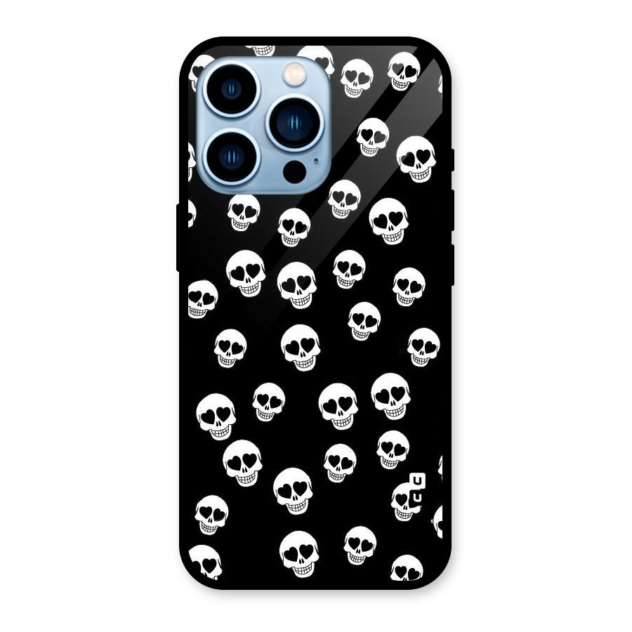 Skull Heart Glass Back Case for iPhone 13 Pro
