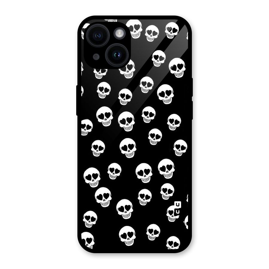 Skull Heart Glass Back Case for iPhone 14
