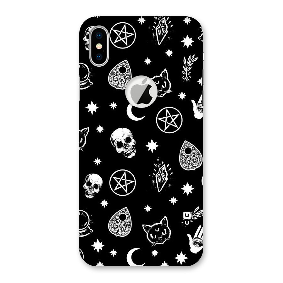 Skull Moon Design Back Case for iPhone X Logo Cut