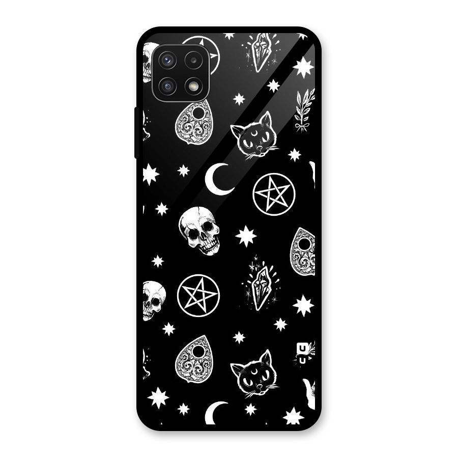 Skull Moon Design Glass Back Case for Galaxy A22 5G