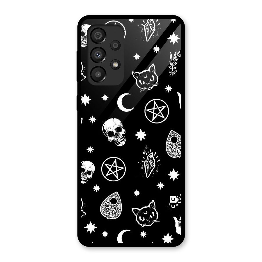 Skull Moon Design Glass Back Case for Galaxy A33 5G