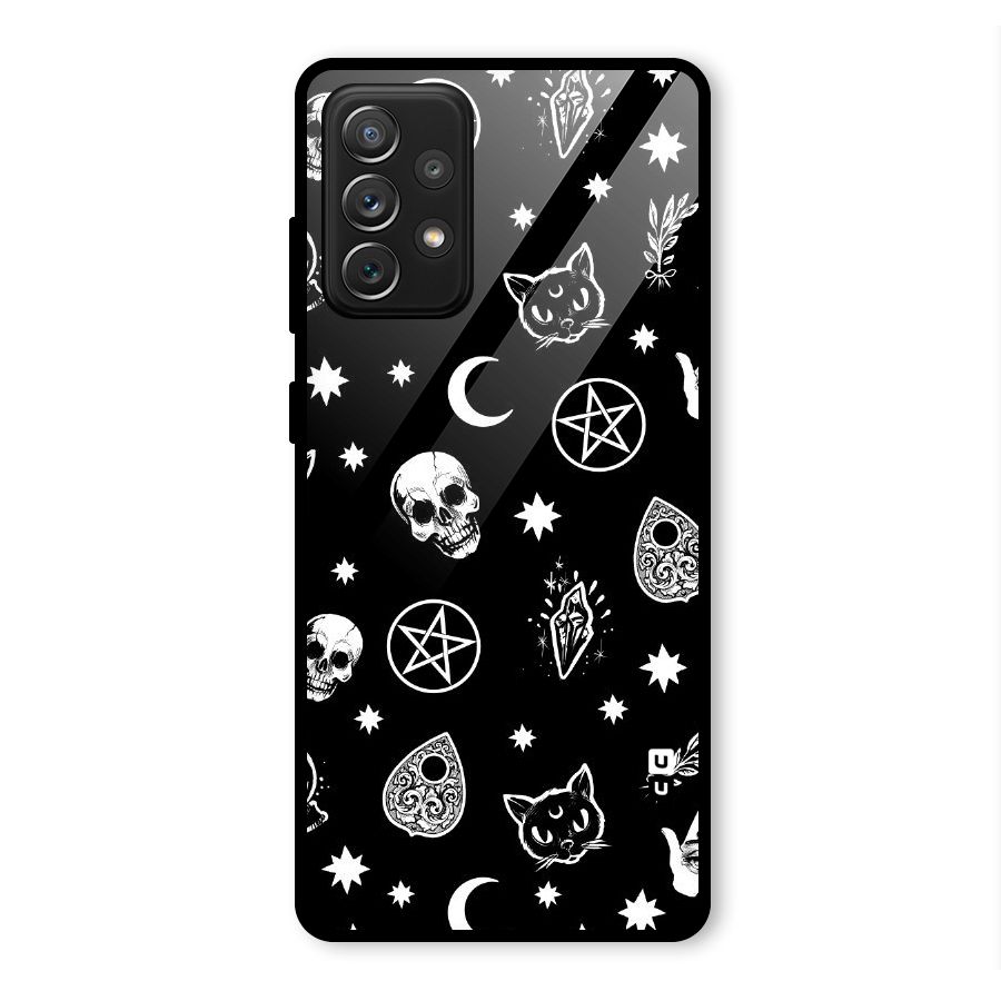 Skull Moon Design Glass Back Case for Galaxy A72