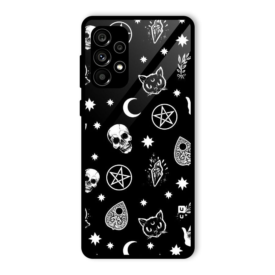 Skull Moon Design Glass Back Case for Galaxy A73 5G