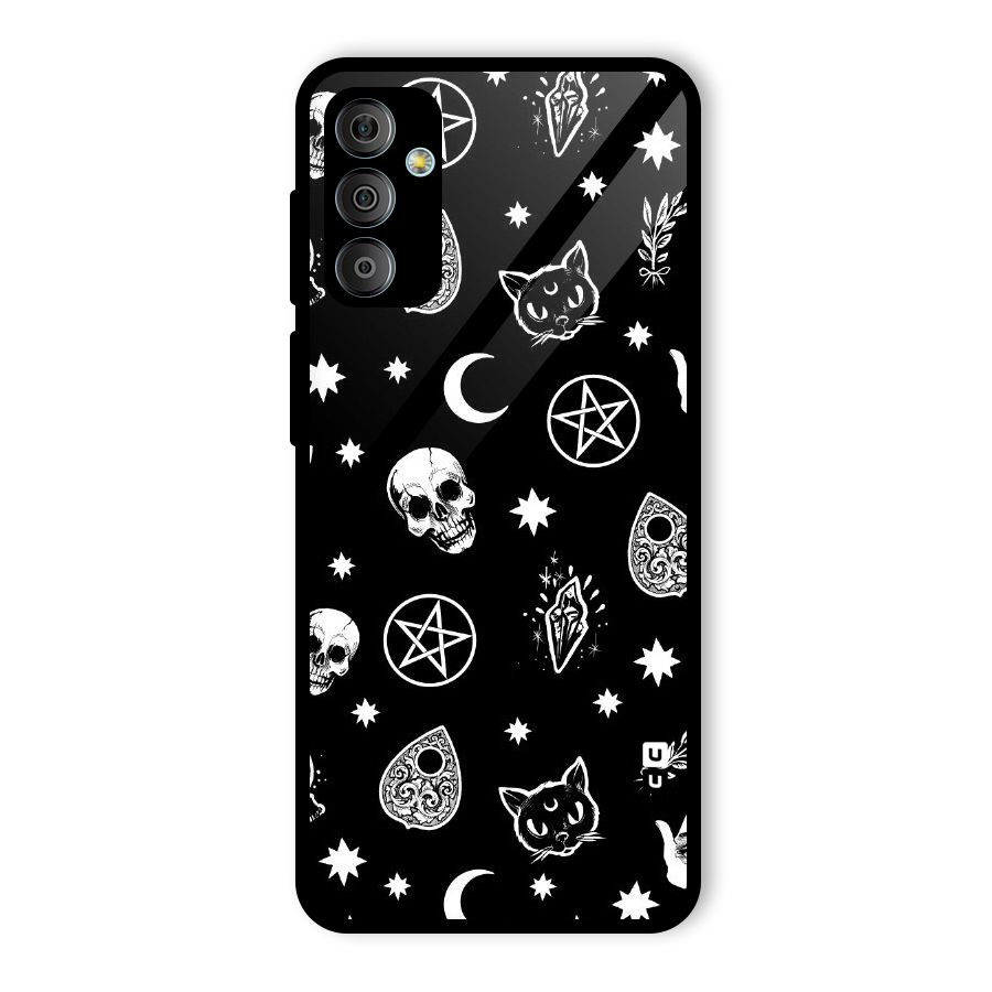 Skull Moon Design Glass Back Case for Galaxy F23