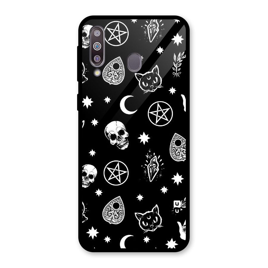 Skull Moon Design Glass Back Case for Galaxy M30
