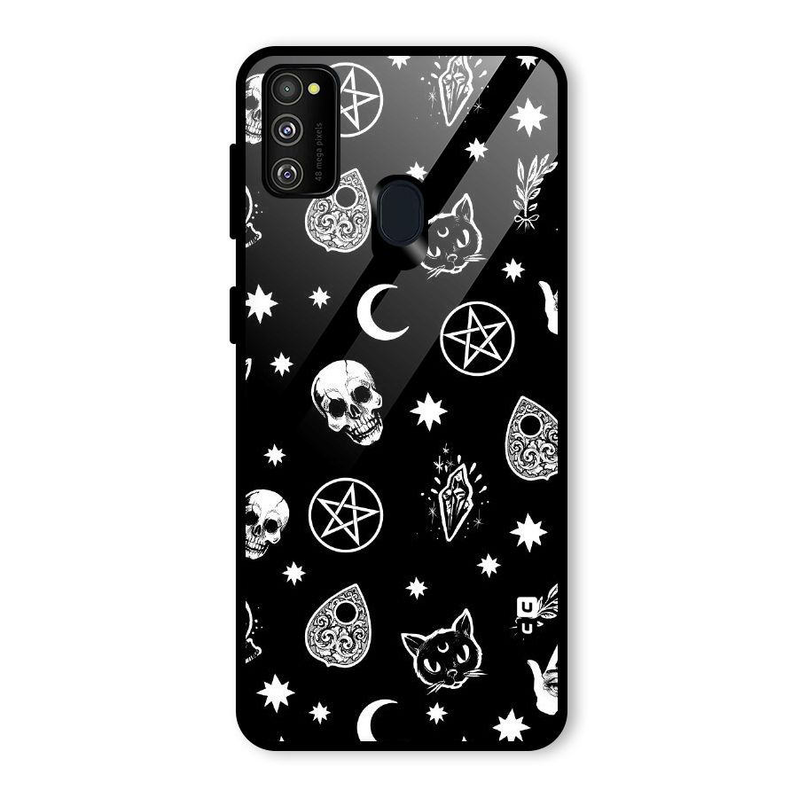Skull Moon Design Glass Back Case for Galaxy M30s