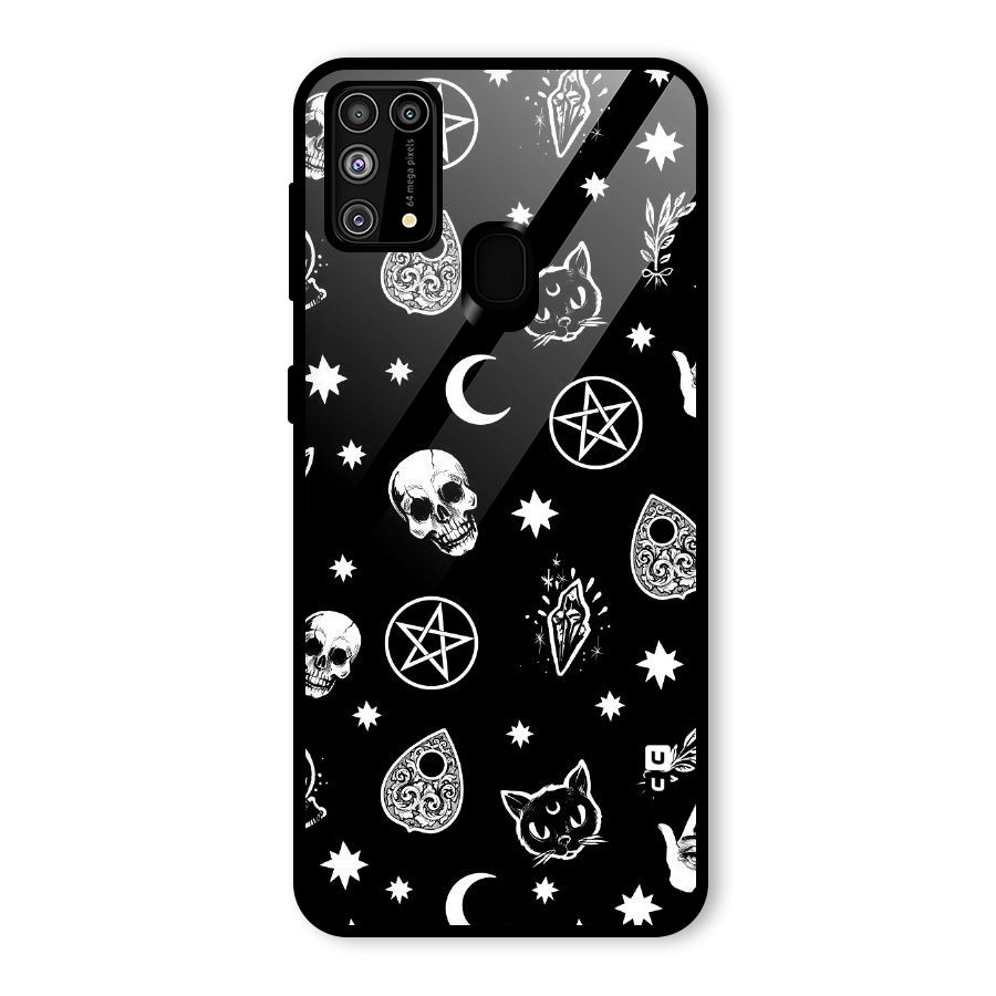 Skull Moon Design Glass Back Case for Galaxy M31