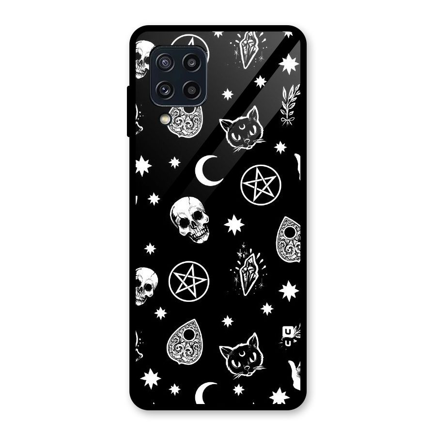 Skull Moon Design Glass Back Case for Galaxy M32