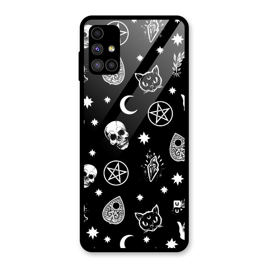 Skull Moon Design Glass Back Case for Galaxy M51